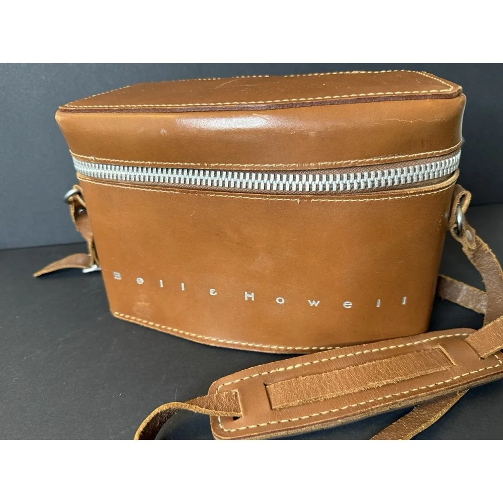 Vintage Bell & Howell Electric Eye 8mm Movie Camera Case Leather Bag w/ Manuals